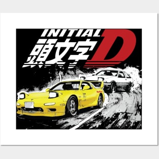 Initial D FD RX7 Stage 1 Drifting - Keisuke Takahashi's RedSuns vs takumi 86 Posters and Art